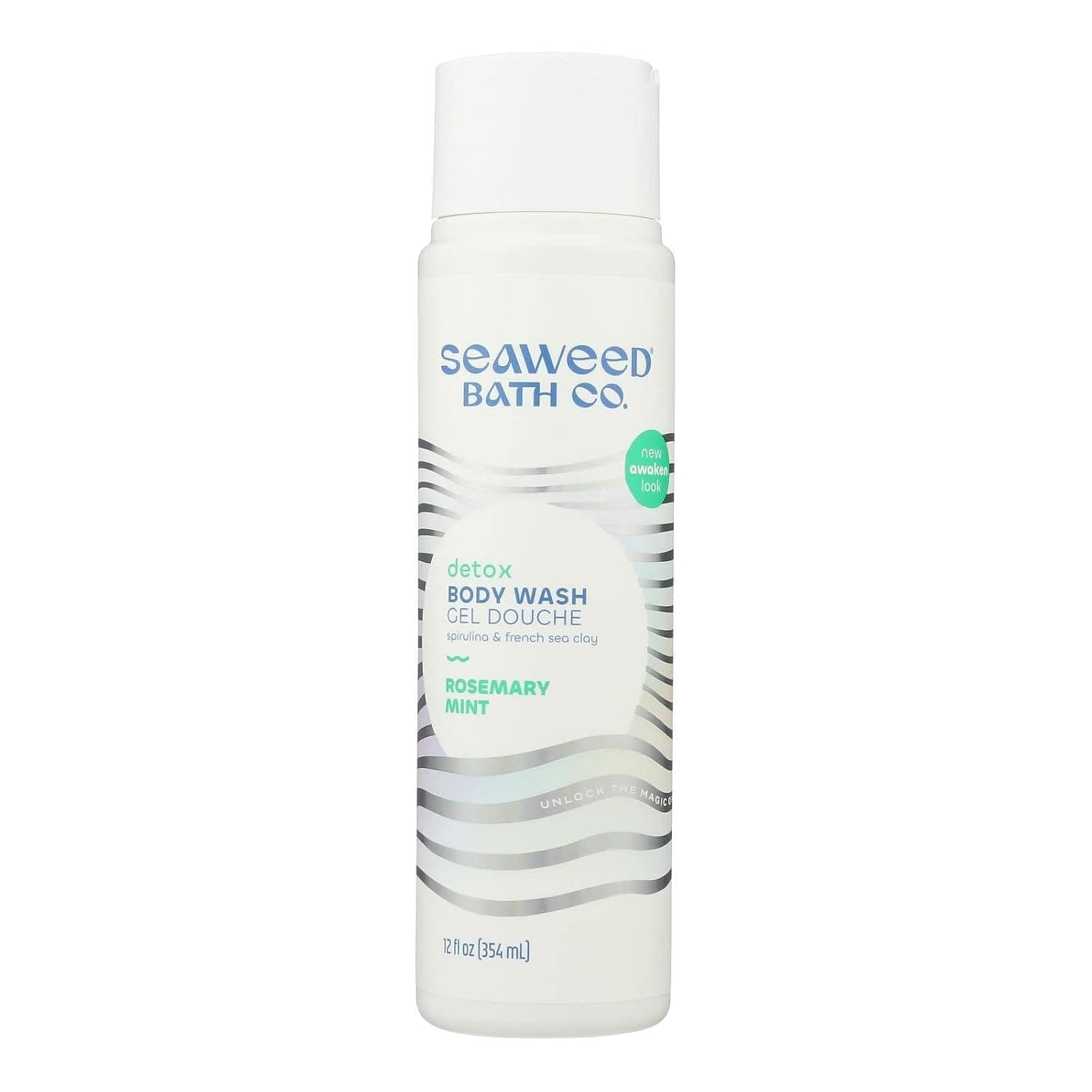 Seaweed Bath Co. Detox Body Wash, Rosemary Mint Scent, 12 Ounce, Sustainably Harvested Seaweed, Spirulina, French Sea Clay