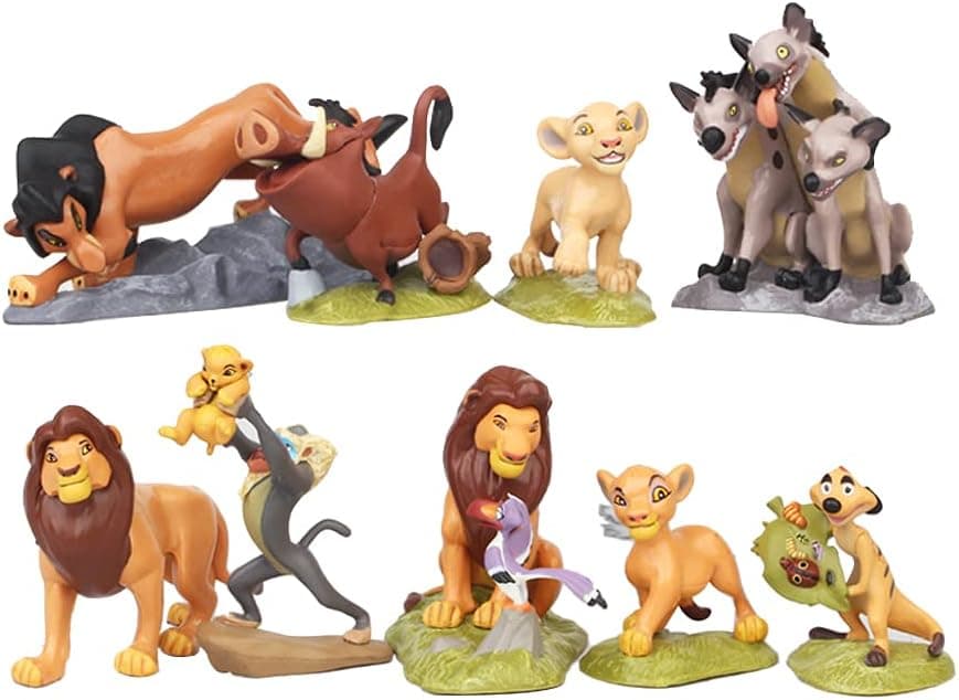 9 Pcs Lion Movie Figures Mini Animals Toys Set Cake Topper Christmas Birthday Gift for Kids