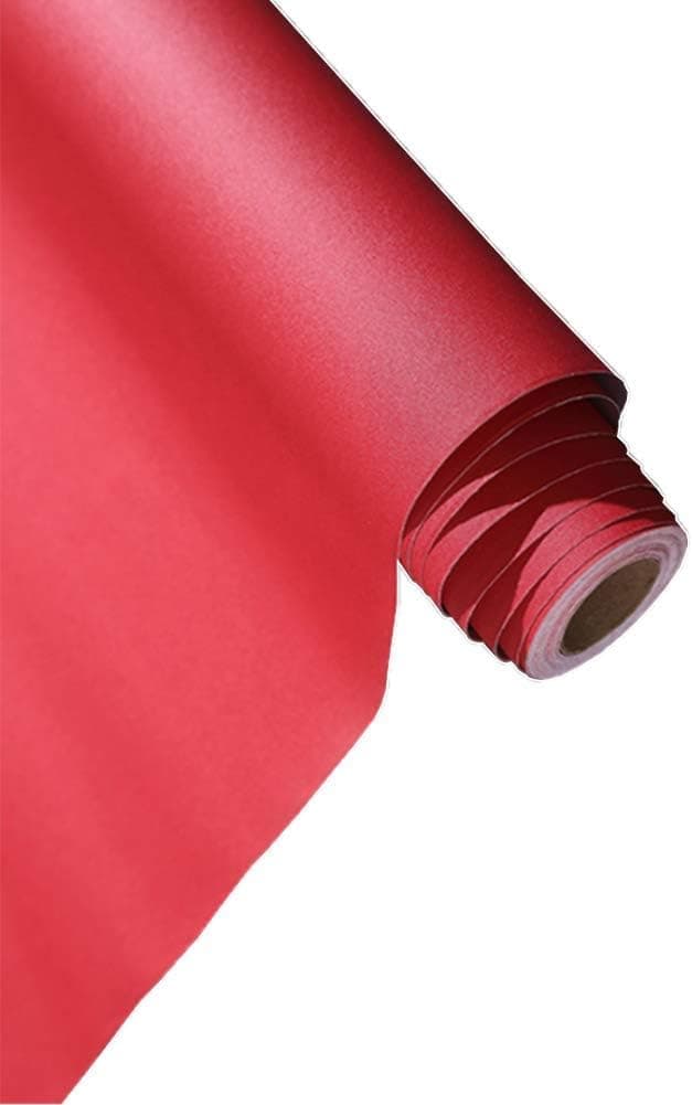 MULLSAN Self-Adhesive Solid Color Matte Textured Vinyl Peel and Stick Wallpaper Paper Wallpaper Shelf Liner Home Decorative Paper,24inch by 118inch (red)