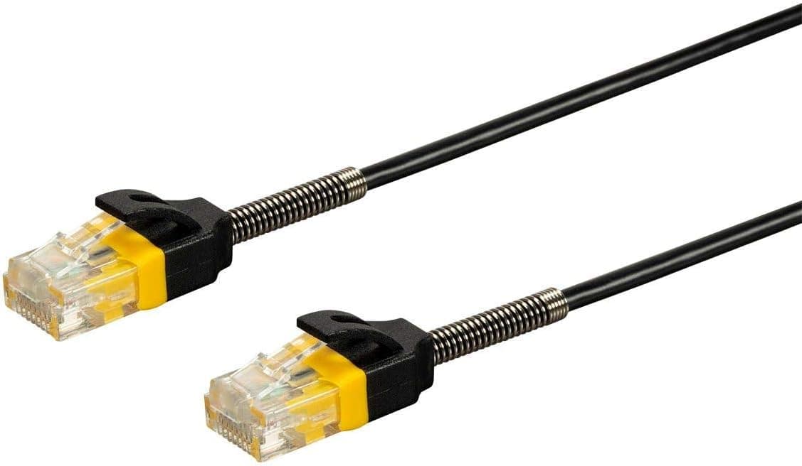 Monoprice Cat6 Ethernet Network Patch Cable - 5 Feet - Black | Reinforced, Snagless RJ45 Stranded 550MHz UTP Pure Bare Copper Wire 30AWG - SlimRun Series