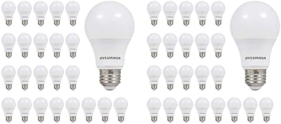 Sylvania A19 LED Light Bulb, 60W Equivalent, 24 Soft White Bulbs and 24 Daylight Bulbs (48 Bulbs Total)