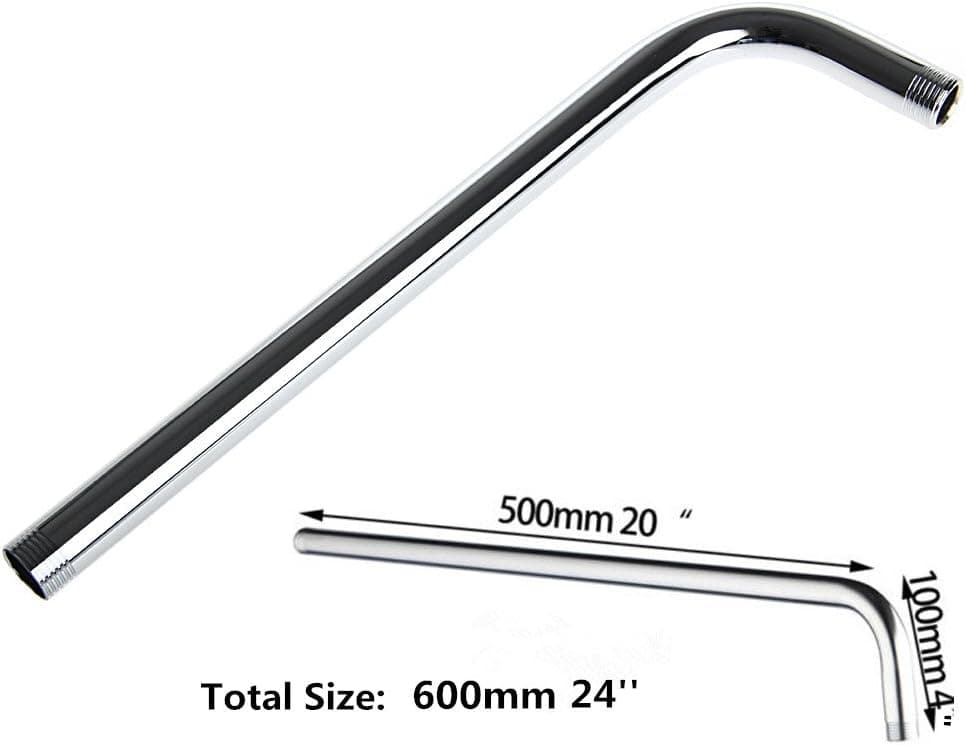 Pink-day 60cm Stainless Steel Shower Head Extension Wall Mounted Pipe 24" (Total Size)
