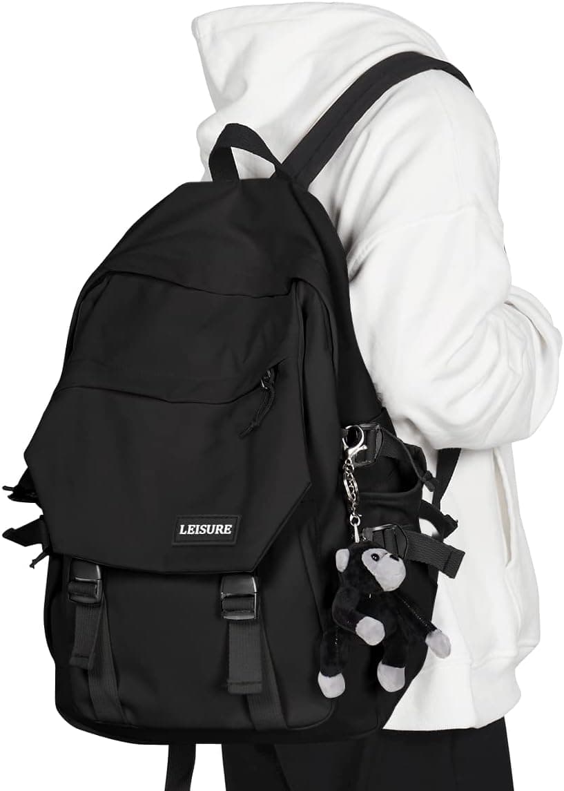Casual Daypack Large upgraded version College Laptop Backpack for Men Women Water Resistant Lightweight School Bag Travel Rucksack for Sports High School Middle Bookbag for girls Size L(Black)