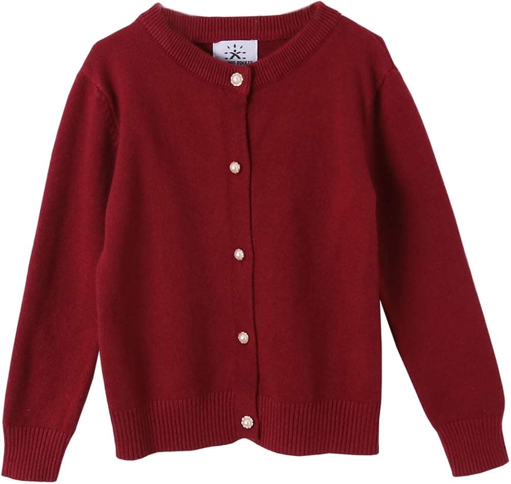 SMILING PINKER Girls Cardigan Sweater School Uniforms Button Long Sleeve Knit Tops