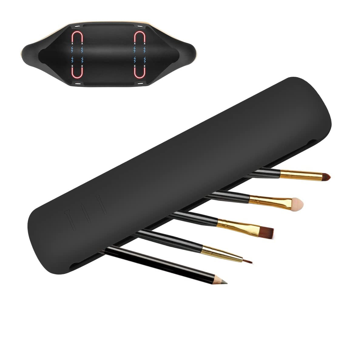 Makeup Brush Holder, Makeup Brush Case for Travel, Soft Sleek Silicon Makeup Brush Organizer, Trendy & Portable Makeup Brush Bag