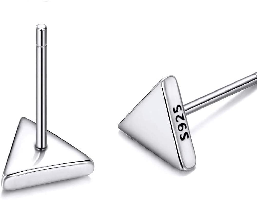 S925 Minimalism Stud Earrings Tiny Triangle Earrings Sterling Silver Jewelry for Women Everyday Wear