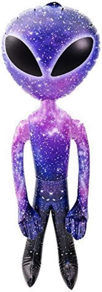 HOWBOUTDIS 36 inch Galaxy Print Alien Inflate With Extra Large Black Eyes - Party Favor - Carnival Prize