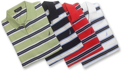 Nautica Men's Stain Resistant Striped Pique Polo