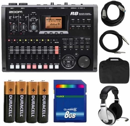 Zoom R-8 Portable Digital Studio Recording Kit with Case, SD Card, Headphones and Cables Bundle