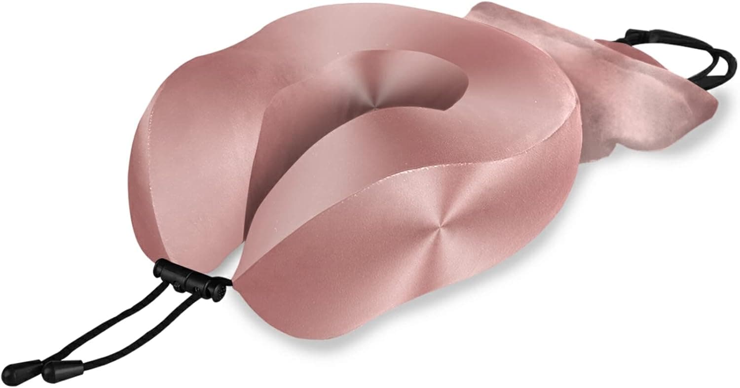 ALAZA Gold Rose Look Print Travel Pillow Soft Velvet Inflatable Neck Support Pillows for Airplanes Washable Cover with Portable Carrying Bag(3be2a)