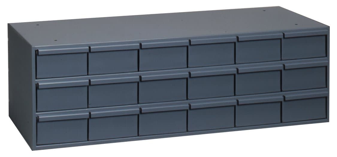 Durham 030-95 Gray Cold Rolled Steel Storage Cabinet, 33-3/4" Width x 12-7/8" Height x 11-3/4" Depth, 18 Drawer