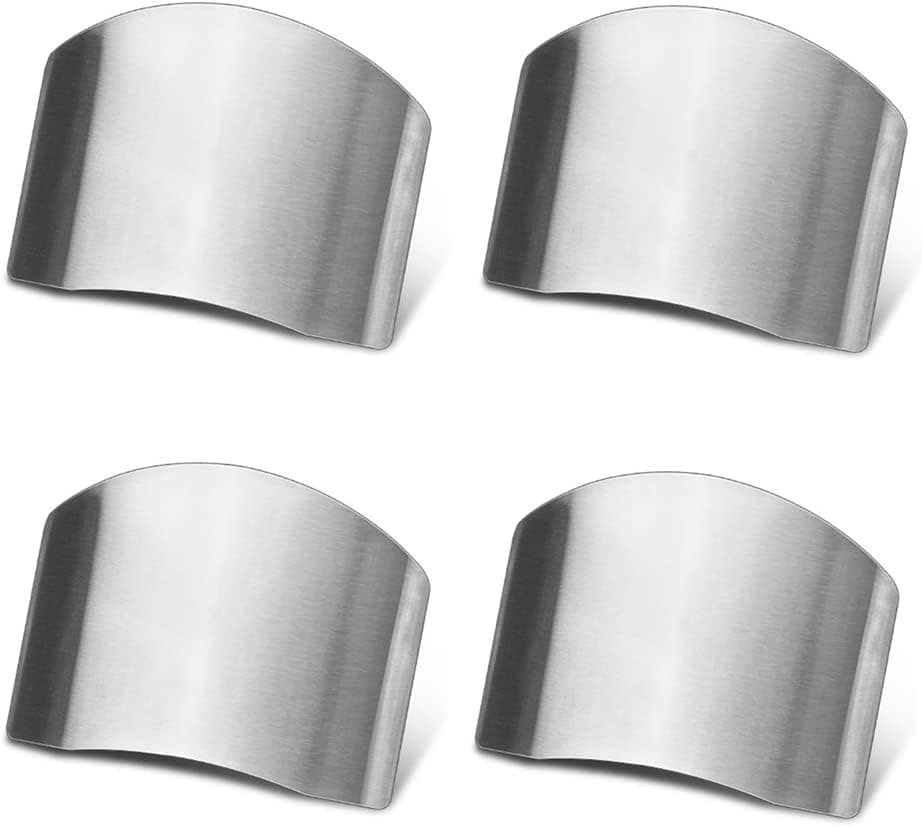 ZaxSota Finger Guards for Cutting, Kitchen Thumb Guards Tool, Knife Cutting Guards, Stainless Steel Finger Guards, Guards Avoid Cutting, Cutting Finger Guards, 4 pcs
