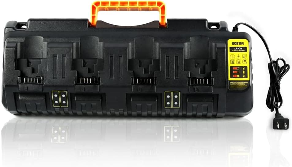 4 Port DCB104 Battery Charger for Dewalt 12V/20V Max Lithium-Ion Batteries Rapid Charge