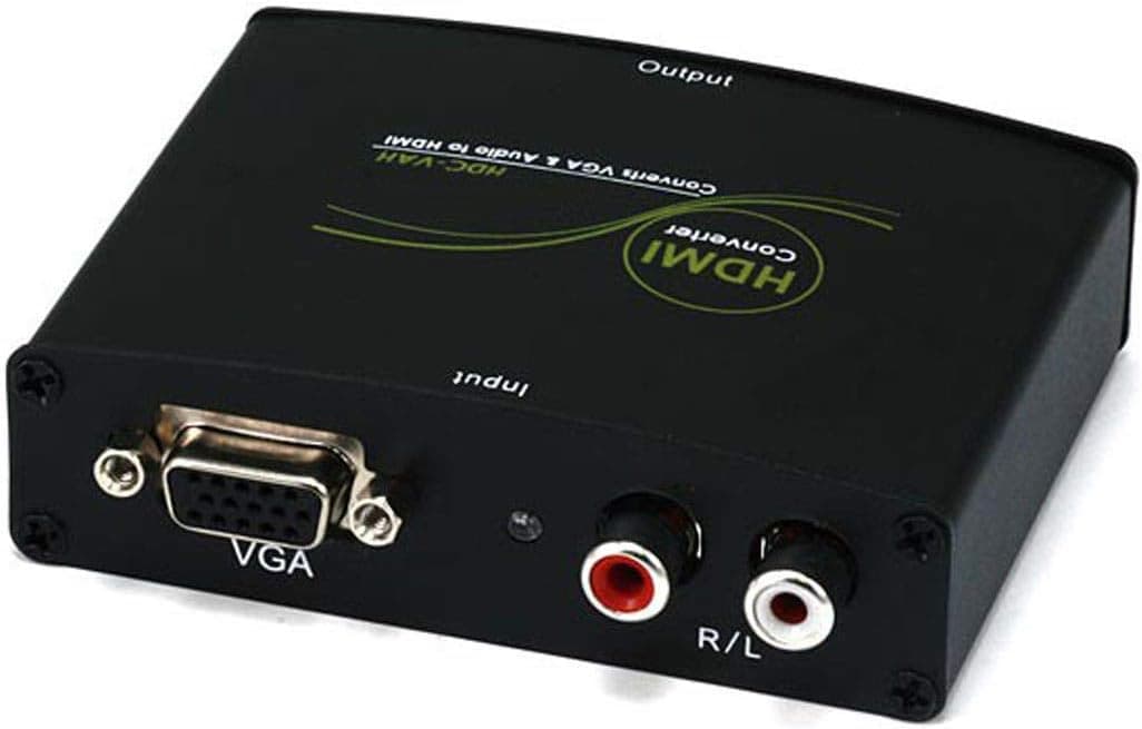 Monoprice 104629 VGA and R/L Stereo Audio to HDMI Converter with DC Adapter, Black