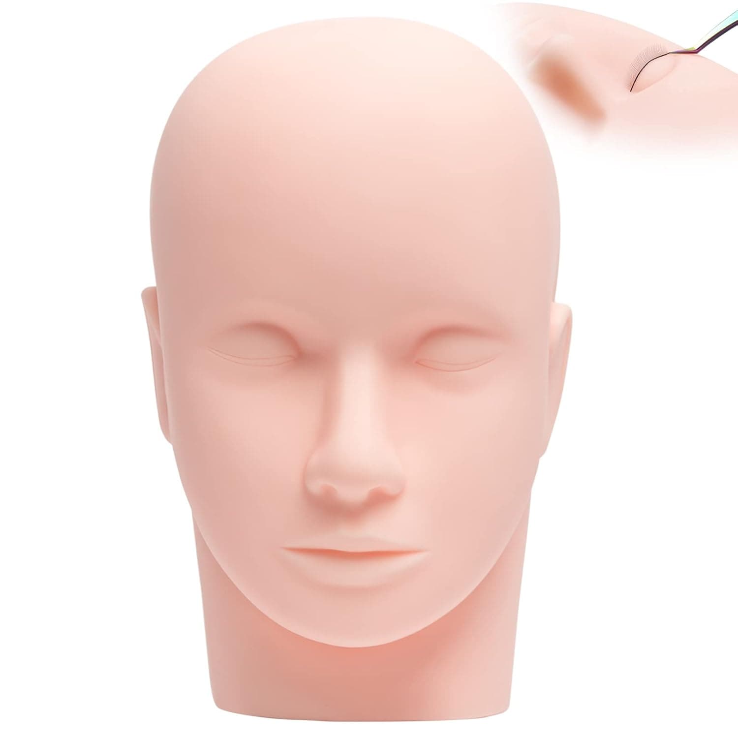 krofaue Training Mannequin Head For Practice Make Up Eye Lashes False Eyelash Extensions, Massage Training, Head Manikin Cosmetology Doll Face Head for Professionals & Beginners