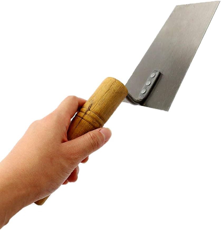 HOLYTALKNarrow Bucket Brick Trowel, Drywall Trowel, Paint Scraper, Scraper Tool, Putty Knife, Wooden Handle Square Tip Bricklaying Trowel