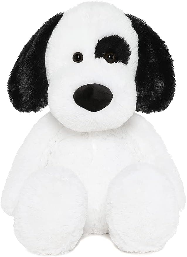 DOLDOA Large Dog Stuffed Animal White 20in, Soft Plush Puppy Hugging Pillow Gift for Girls and Boys, Black