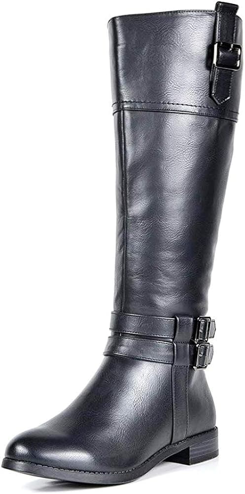 TOETOS Women's Diane Black Knee High Winter Riding Boots Wide Calf Size 11 M US