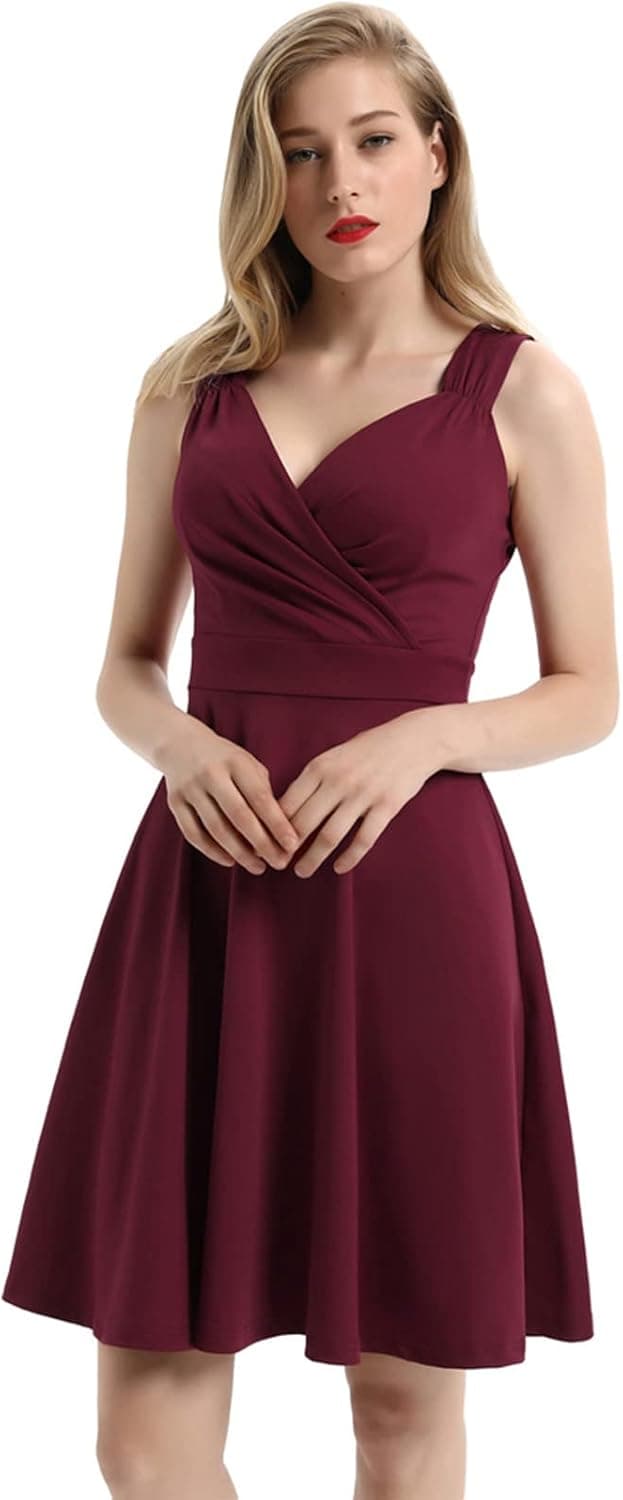 GRACE KARIN Women's Sleeveless Wrap V-Neck A-line Bridesmaid Cocktail Party Dress