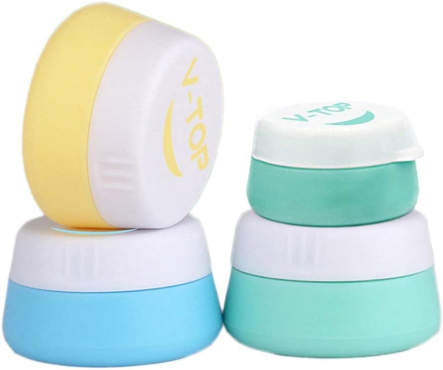 HAL Silicone Cosmetic Containers with Sealed Lids Pack of 4, 20ml and 10ml Assorted - BPA Free, Great for Travel, Home and Outdoor