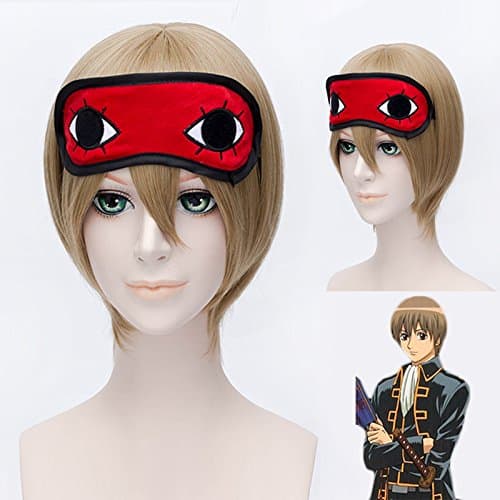 GOOACTION 12" Short Blonde Straight Synthetic Hair with Bang Wigs GINTAMA Anime Okita Sougo Cosplay Costume Party Wig