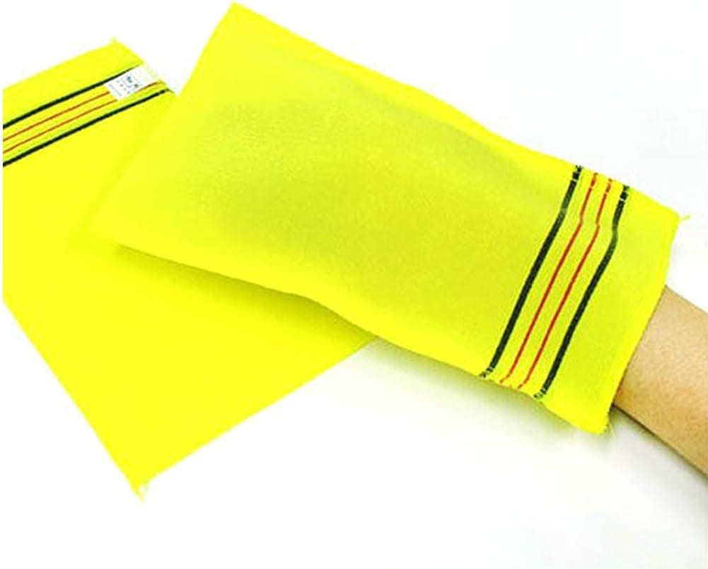 10 Pack SongWol Korean Beauty Skin Large Exfoliating Bath Shower Towel Gloves Scrub Wash Clothes Made in Korea Yellow