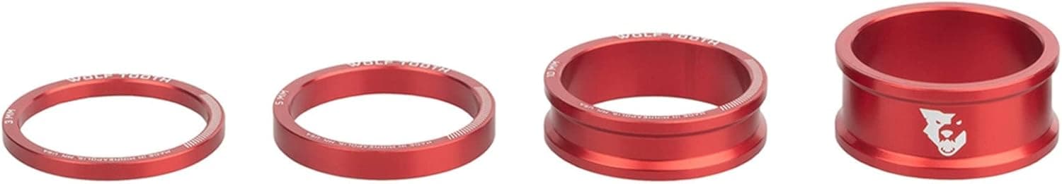 Wolf Tooth Precision Anodized Headset Spacers (Red, 3, 5, 10, & 15mm)