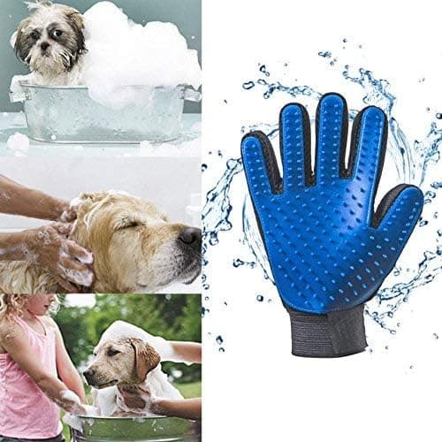 Pet Hair Remover Gloves Mitt Deshedding Brush Glove for Cat Dog Blue