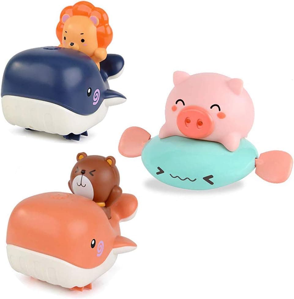 JCC Worker Animals Bath Toys - 3 Pack Baby Bath Toys, Multifunction Swimming Bathtub Toys for Toddlers 1-3,Pool Playset for Boys and Girls