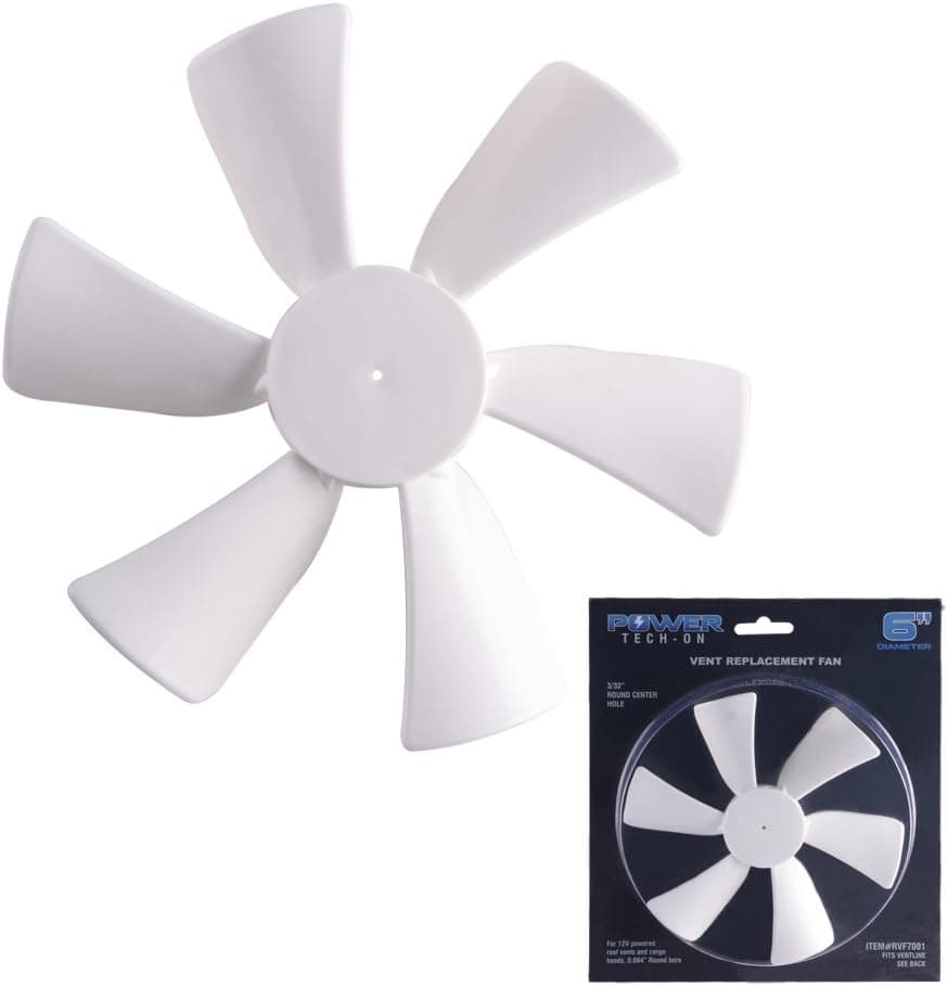 Power TechON White Impact resistant 6" Replacement Fan Blade with 0.094 Inch Round Bore