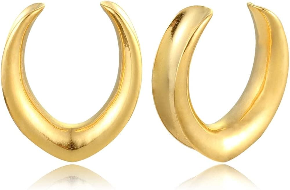 Casvort 2 PCS Hypoallergenic 316 Stainless Steel 0G-1" Valar Saddle Hangers Plugs Elegant Abalone Saddle Gauges Ear Plugs Expander Stretcher Ear Tunnels Body Piercing Jewelry