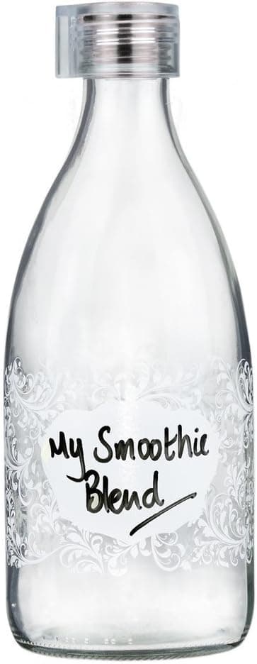 Consol Glass Refrigerator 34oz Bottle. Perfect Storage & Serving Container for Milk, Water, Juice, Ice Tea, Cold Brew, Juicing, Kombucha & Smoothies. With Airtight Lid & Erasable Label
