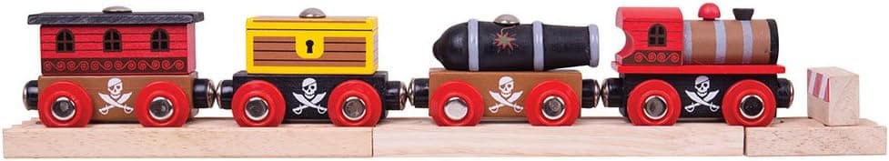 Bigjigs Rail Wooden Pirate Train - Other Major Wood Rail Brands are Compatible