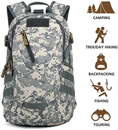 Hisea Lightweight Durable Hiking Backpack Travel Backpack 15L/25L (Digital Jungle, 15L)