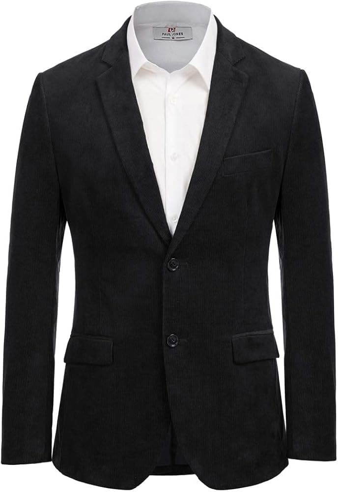 Paul Jones Men's Casual Corduroy Blazer Jacket Slim Fit Two-Button Sport Coat