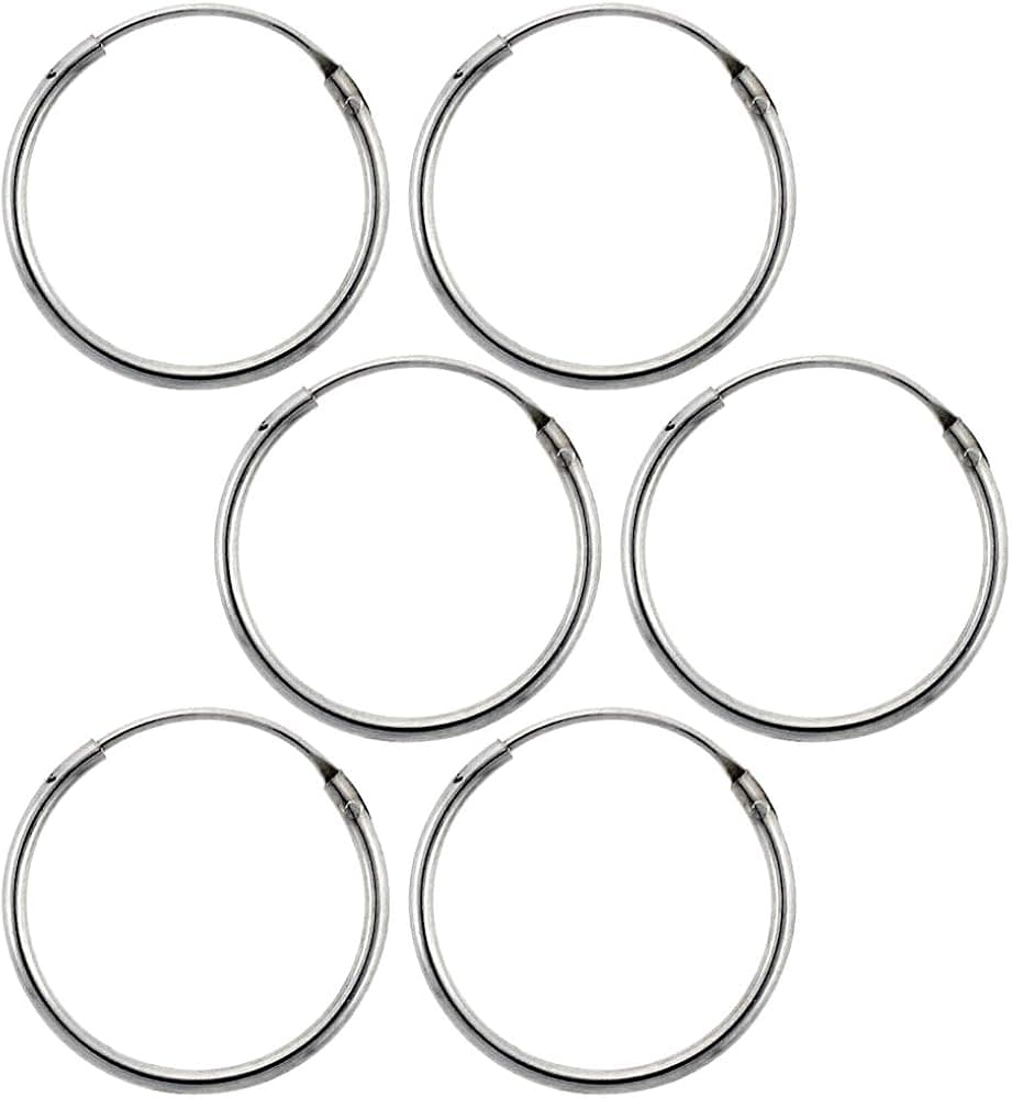 Sterling Silver Endless Hoop Earrings thin 1 mm tube 5/8 inch 16mm