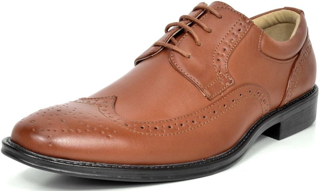Bruno Marc London-03 Men's Classic Modern Oxfords Round-Toe Wingtip Comfort Lace Buckle Casual Dress Shoes, 3-BROWN, 8 D(M) US