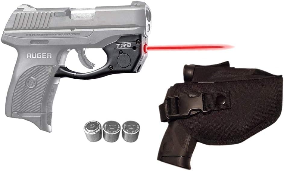 Laser Kit for Ruger® LC9, LC9s, LC380, EC9s w/ Tactical Holster, Touch-Activated ArmaLaser TR9 Red Laser Sight & 2 Extra Batteries
