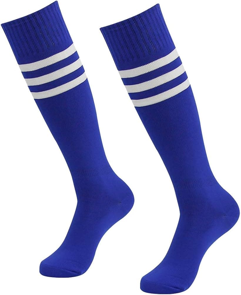 Soccer Socks,SUTTOS Mens Womens Athletic Long Tube Team Socks Tube Socks Soccer Socks Packs Blue 2 Pairs