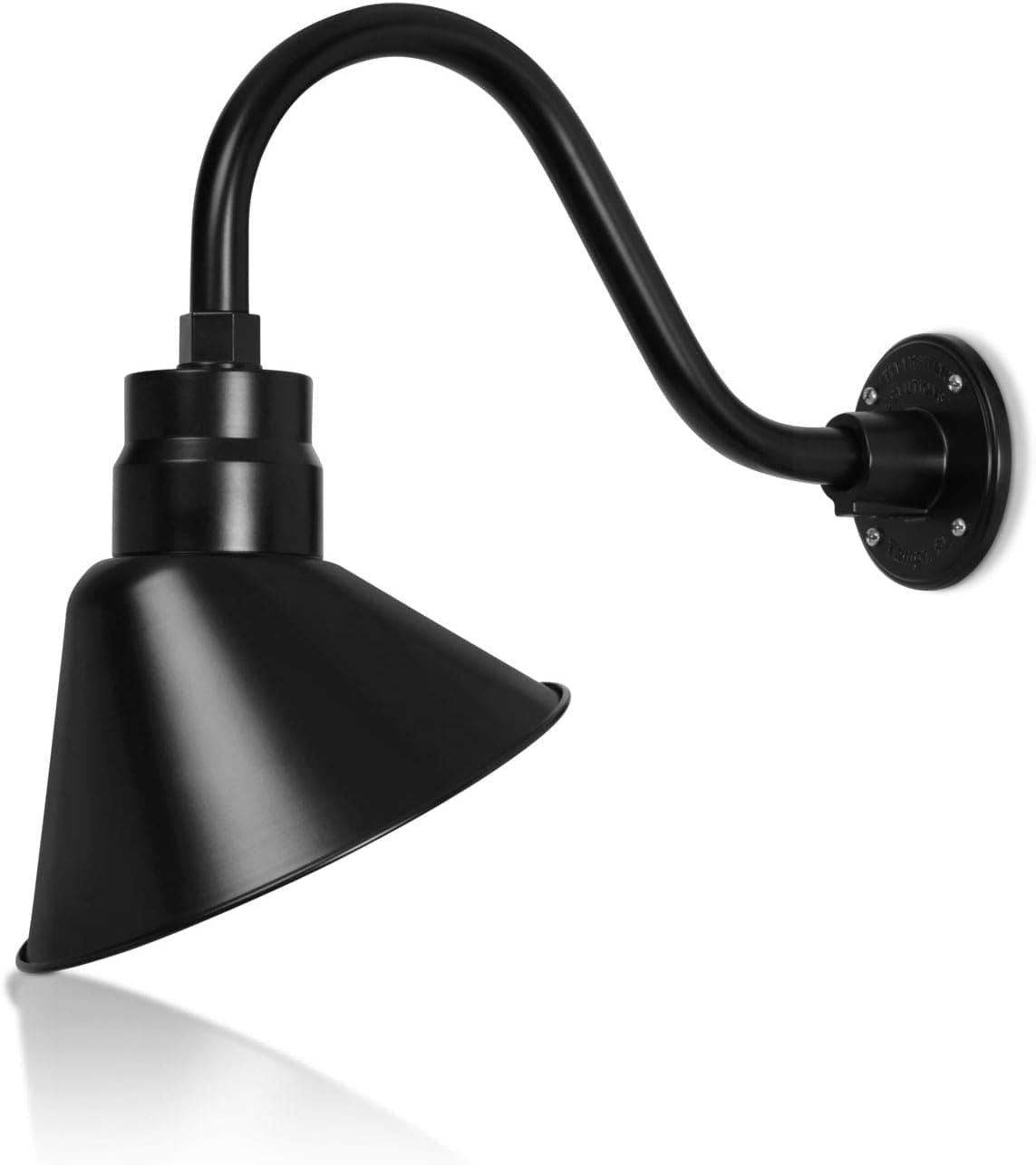 10in. Satin Black Angle Shade Gooseneck Sign Light Fixture with 14.5 in. Long Extension Arm - Wall Sconce Farmhouse, Vintage, Antique Style - UL Listed - 9W 900lm A19 LED Bulb (5000K Cool White)
