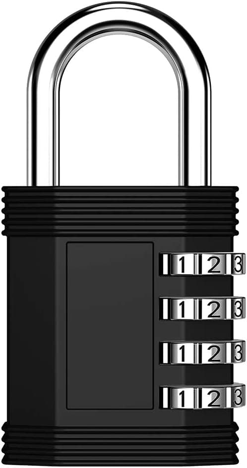 ZHEGE Gym Lock, 4 Digit Combination Lock, Locker Lock and Employee Locker, Hasp and Storage - Easy to Set Your Own Keyless Resettable Number Lock (Black)