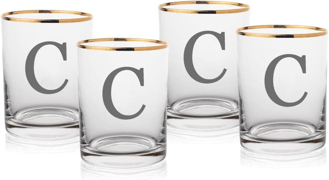 Gold Rim Whiskey Glass (C)