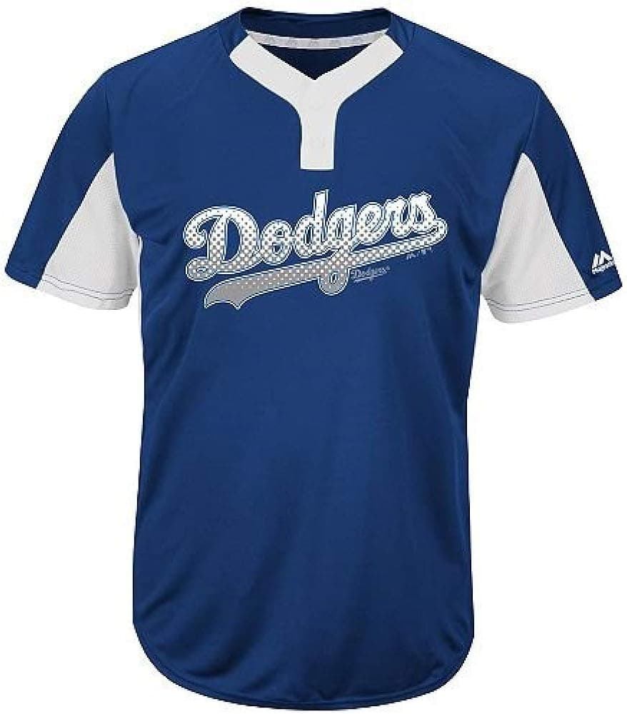 Majestic Blank Back Adult Large Los Angeles Dodgers 2-Button Placket Cool-Base Licensed Jersey Royal/White