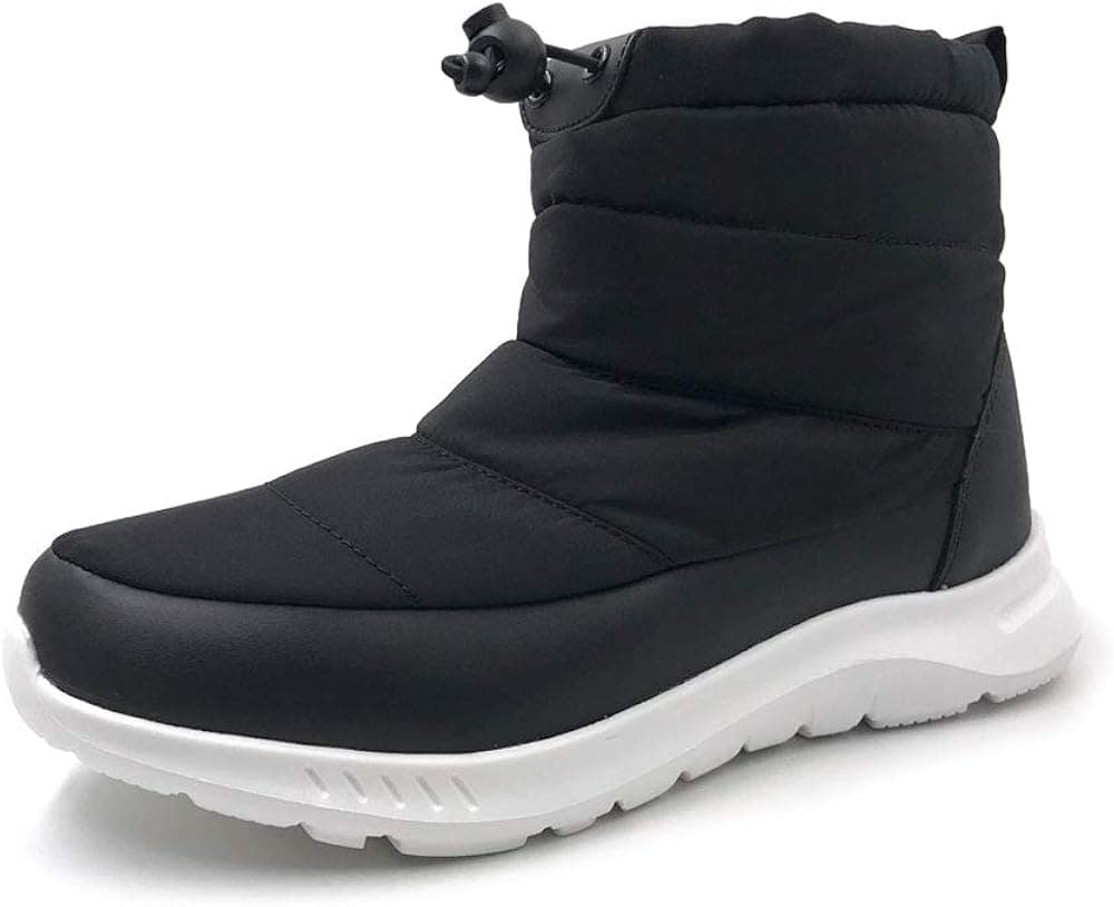 Amoji Women Snow Boots Men Winter Shoes Black 9.5 Women/7.5 Men