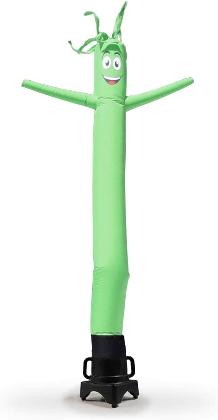 Light Green 8 Foot Tall Inflatable Tube Man Air Powered Waving Puppet, Air Blower Motor Included with 6 Foot Solid Colored Dancer by Feather Flag Nation