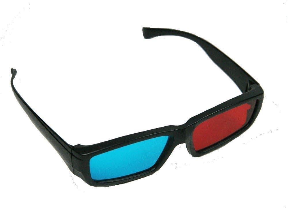 BIRUGEAR 2X Red and Cyan Glasses Fits Over Most Prescription Glasses for 3D Movies, Gaming and TV (1x Frameless Bottom ; 1x Anaglyph Style)