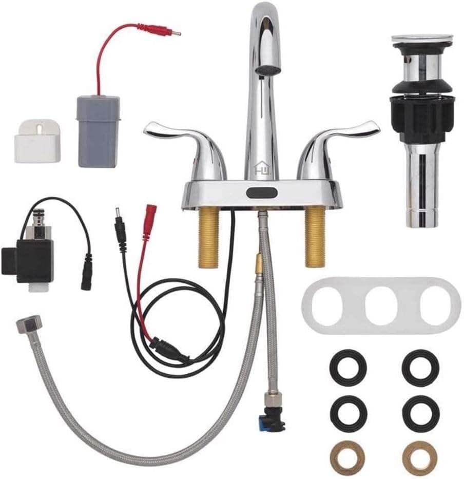 Homewerks 26-B423S-HW Two-Handle 4" Centerset Touchless Chrome Bathroom Faucet