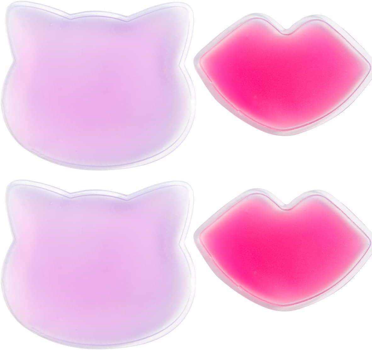 Lips Ice Pack, Lip Shape Gel Ice Pack, Gel Ice Pack for Lip Filler After Care, Reusable Ice Pack Lip Shaped Pads, Pain Relief and Eye Relax, Anti-Aging Lip Care Pad for Reduce Swelling of Lips(4 pcs)