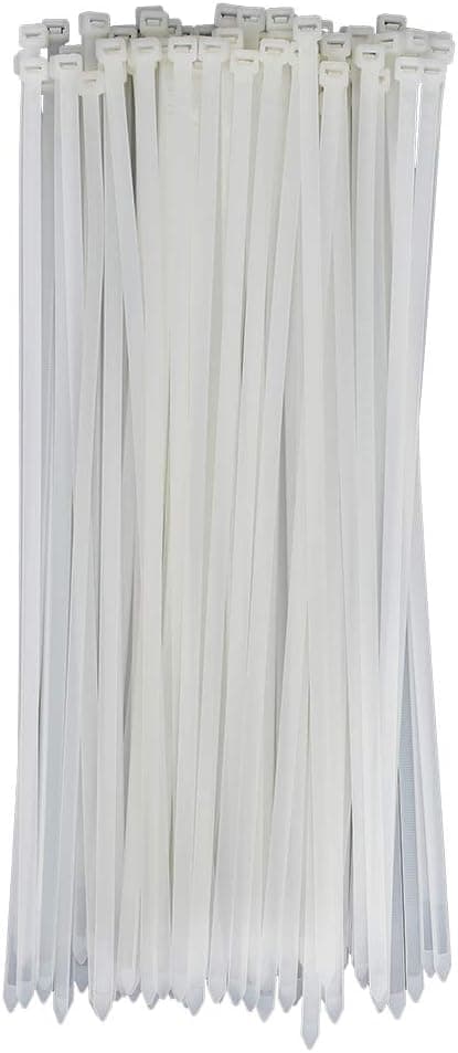 100 Pack KOOWIN 16 Inch 120 Lbs Tensile Strength Self-Locking Eco-Friendly Nylon Plastic Cable Zip Ties Heavy Duty White Wire Tie Wraps for Home, Office, Garden, Garage, Workshop (Large, 100pcs)