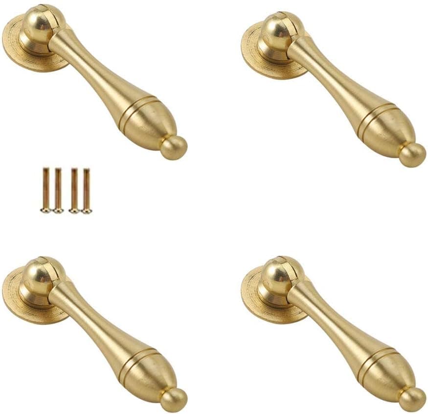 BOLWHAO Feijinmao 4 pcs Brass Antique Style Metal Drawer Tear Drop Cabinet Decorative Pull Handle Knob for Cabinet Hardware Kitchen Knobs Dresser Pulls Bathroom Gold Cabinet Drawer Handles